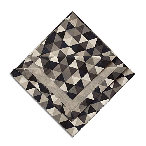 kollektion MT Hochwertige Mitteldecke Hedda in Leinenoptik mit modernem Dreiecksmuster Natur grau blau schwarz 80 x 80 cm von kollektion MT