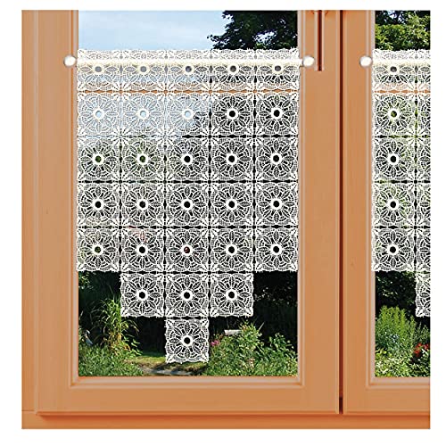 kollektion MT Landhaus-Scheibenhänger Asra in Natur Vogtländischer Luftspitzenstickerei mit Blumenmotiv 108 x 37 cm von kollektion MT