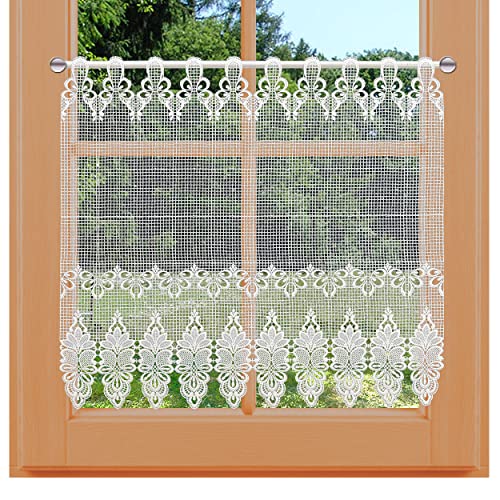 kollektion MT Luftspitzengardine Farisa Scheibenhänger aus Echter Vogtländischer Spitze Scheibengardine in Natur 73 x 121 cm von kollektion MT