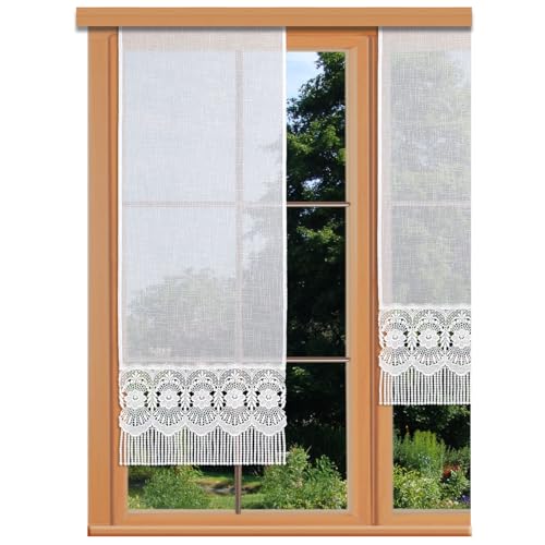 Schiebepaneele Amalia mit Echter Vogtländischer Spitze in weiß Landhaus-Flächengardine in Käseleinenoptik Schiebevorhang mit Perlenschnurfransen 125 x 40 cm Schiebepaneele Amalia mit Echter Vogtländischer Spitze in weiß Landhaus-Flächengardine in Käseleinenoptik Schiebevorhang mit Perlenschnurfransen 125 x 40 cm von kollektion MT
