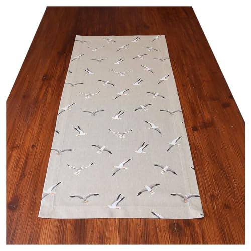 kollektion MT Tischläufer Ilma Möwe in Natur Tischdecke maritim Landhaus-Tischband mit Kuvertsaum 100 x 40 cm von kollektion MT