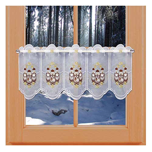 kollektion MT Winter-Scheibengardine Sternensinger - Zauberhafte Weihnachtsgardine Vogtländischer Spitze in 2 Höhen außergewöhnliche Fensterdekoration von kollektion MT