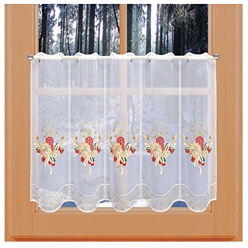 kollektion MT Winterliche Scheibengardine Weihnachtskerze Vogtländischer Spitze Scheibenhänger Adventsdeko 50 x 80 cm von kollektion MT
