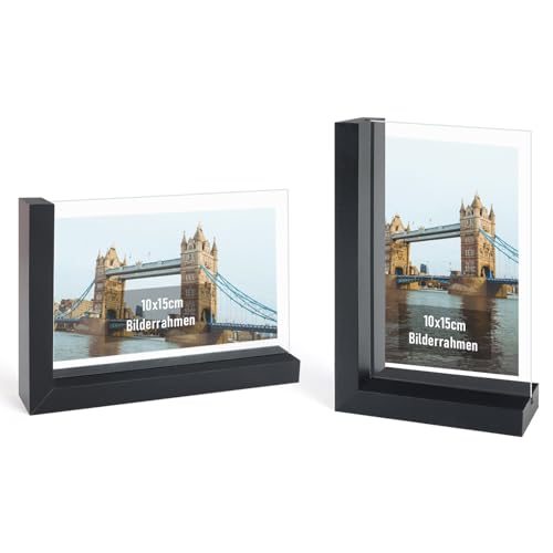 kollyseek 2er Set Bilderrahmen 10x15 cm, L-förmigem MDF Bilderrahmen mit Doppelseitiger nicht zerbrechliches gehärtetes Glas,Vintage-Schwarz kollyseek 2er Set Bilderrahmen 10x15 cm, L-förmigem MDF Bilderrahmen mit Doppelseitiger nicht zerbrechliches gehärtetes Glas,Vintage-Schwarz von kollyseek