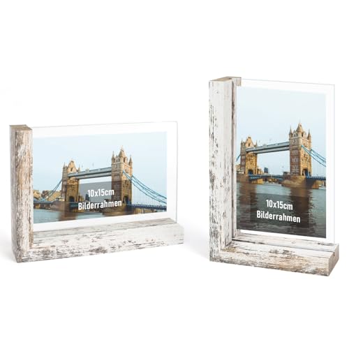 kollyseek 2er Set Bilderrahmen 10x15 cm, L-förmigem MDF Bilderrahmen mit Doppelseitiger nicht zerbrechliches gehärtetes Glas,Vintage-Weiß kollyseek 2er Set Bilderrahmen 10x15 cm, L-förmigem MDF Bilderrahmen mit Doppelseitiger nicht zerbrechliches gehärtetes Glas,Vintage-Weiß von kollyseek