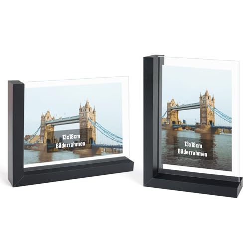 kollyseek 2er Set Bilderrahmen 13x18 cm. L-förmigem MDF Bilderrahmen mit Doppelseitiger nicht zerbrechliches gehärtetes Glas,Vintage-Schwarz kollyseek 2er Set Bilderrahmen 13x18 cm. L-förmigem MDF Bilderrahmen mit Doppelseitiger nicht zerbrechliches gehärtetes Glas,Vintage-Schwarz von kollyseek