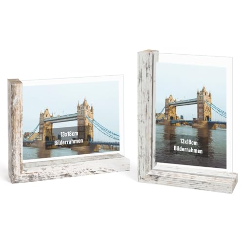 kollyseek 2er Set Bilderrahmen 13x18 cm. L-förmigem MDF Bilderrahmen mit Doppelseitiger nicht zerbrechliches gehärtetes Glas,Vintage-Weiß kollyseek 2er Set Bilderrahmen 13x18 cm. L-förmigem MDF Bilderrahmen mit Doppelseitiger nicht zerbrechliches gehärtetes Glas,Vintage-Weiß von kollyseek