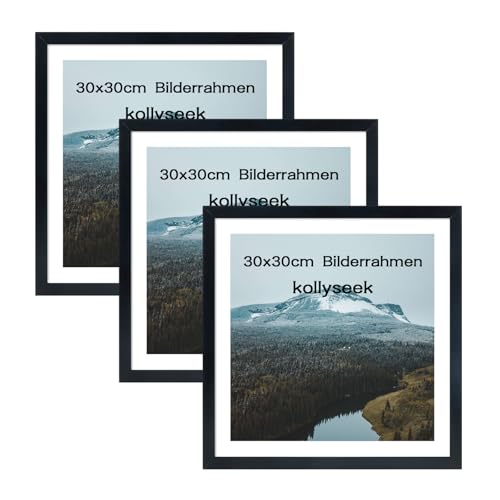 kollyseek 3er Set 30x30cm Bilderrahmen und Acrylglas Schwarz Fotorahmen,zum Aufhängen & Aufstellen, Wand Bilderrahmen Moderner Fotorahmen, Schwarz Dekorahmen von kollyseek