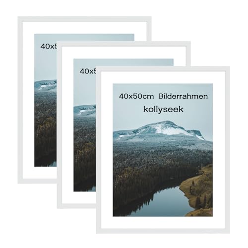 kollyseek 3er Set 40x50cm Bilderrahmen und Acrylglas Weiß Fotorahmen,zum Aufhängen & Aufstellen, Wand Bilderrahmen Moderner Fotorahmen, Weiß Dekorahmen von kollyseek