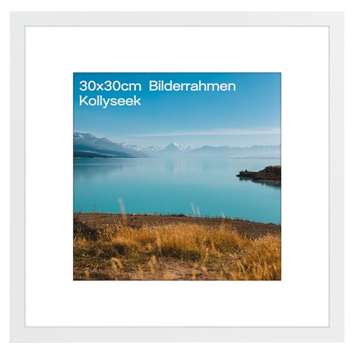 kollyseek Bilderrahmen 30x30 cm aus MDF und Acrylglas-weiß Bilderrahmen weiß,zum Aufhängen & Aufstellen, Wohnzimmer zum Stellen und Hängen, Dekorahmen von kollyseek