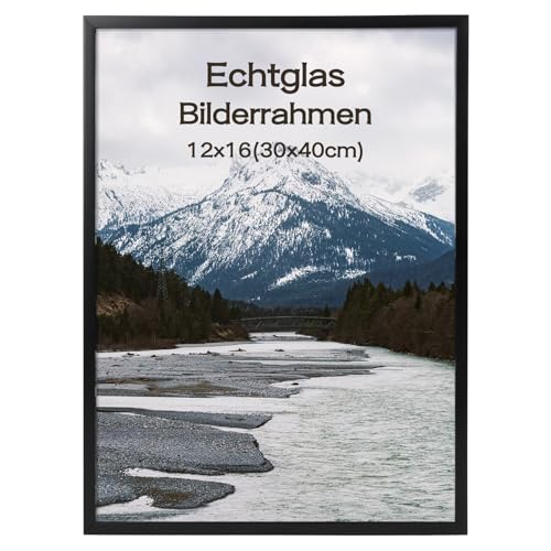 kollyseek Bilderrahmen 30x40 Schwarz Fotorahmen mit Glasscheibe Picture frame Posterrahmen Fotowand von kollyseek