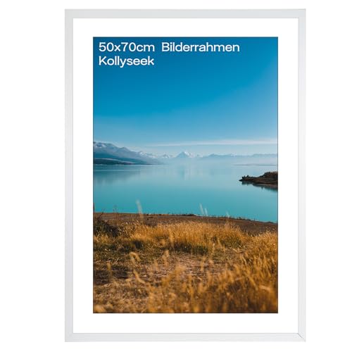 kollyseek Bilderrahmen 50x70 cm aus MDF und Acrylglas-weiß Bilderrahmen weiß,zum Aufhängen & Aufstellen, Wohnzimmer zum Stellen und Hängen, Dekorahmen von kollyseek