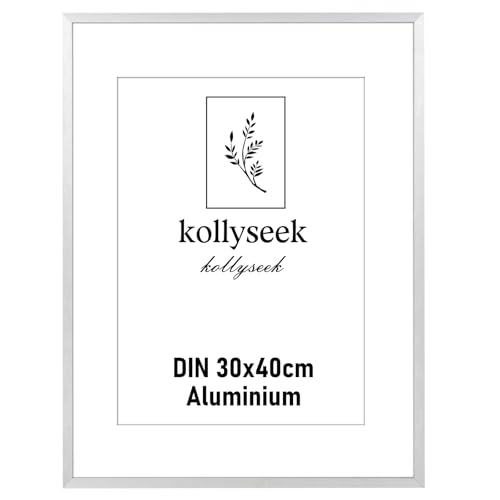 kollyseek Bilderrahmen Aluminium 30 x 40 cm Silber Metall Posterrahmen mit bruchsicherem Acrylglas modern Fotorahmen Picture Frame mit Passepartout für Bilder Poster Fotos silbrig kollyseek Bilderrahmen Aluminium 30 x 40 cm Silber Metall Posterrahmen mit bruchsicherem Acrylglas modern Fotorahmen Picture Frame mit Passepartout für Bilder Poster Fotos silbrig von kollyseek