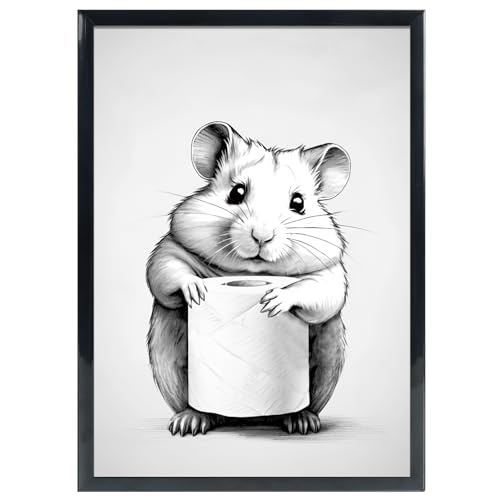 kollyseek Kunstdruck Mäuse Badezimmer Bilder schwarz-weiß Spruch Poster WC Deko DIN A4 Wandbilder ohne Rahmen auf Leinwand von kollyseek