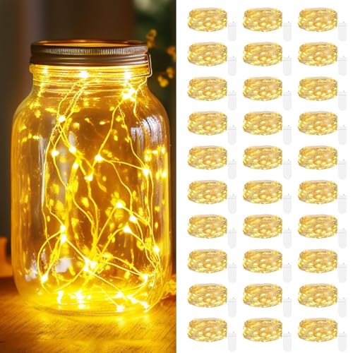 【30 Stück】 LED Mini Lichterkette mit Batterie, 2M 20 LED Led Lichterkette mit Batteriebetrieben, Lichterkette Innen, DIY Lichterkette Klein Wasserdicht für Party Hochzeit Weihnachtsdeko (Warmweiß) von kolpop