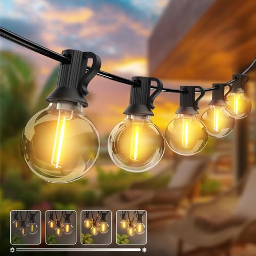 Led Lichterkette Außen 23M - 【Timing Dimmbar】 Outdoor Lichterkette Strom mit G40 30+3 Glühbirnen Aussen Wasserdicht Warmweiß Retro Lichterkette Glühbirnen für Party Terrasse Gärten Patio von kolpop