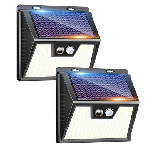 kolpop Solarlampen für Außen mit Bewegungsmelder, 2 Stück 3 Modi 180°Solarleuchten Aussenleuchte, IP65 Wasserdichte Superhelle Solarleuchten für Außen Aussen Garage Wand Hof [Energieklasse E] von kolpop
