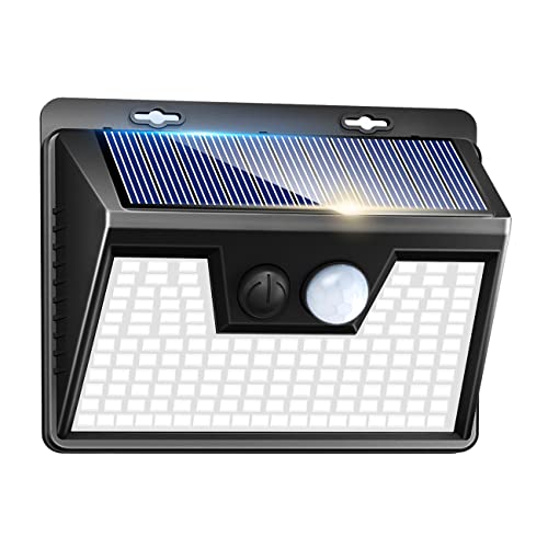 kolpop Solarlampen für Außen mit Bewegungsmelder 3 Modi,【1 Stück】 Solarleuchten für Außen IP65 Wasserdichte, 140 LED Außenwandleuchten für Wandleuchte Garten Hof von kolpop