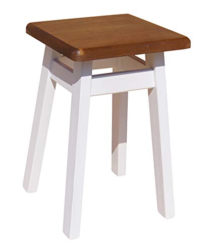 koma SCHEMEL Kiefer Holz HOCKER Massive WEIß (Eiche) von koma