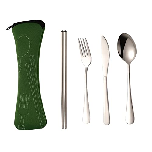 Tragbares Reiseutensilien-Set | Wiederverwendbares Utensilien-Set mit Etui - Wiederverwendbares Besteck-Set aus Edelstahl für Lunchbox-Arbeitsplatz-Camping-Picknick von komsoup