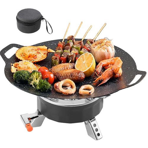 komsoup Camping Kocher - Kompakter Campingkocher Zum Kochen Und Grillen,6800W Klappbrenner Mit Präziser Temperaturregelung, Kochzubehör Outdoorausrüstung Für Angeln Wandern BBQ Trekking von komsoup