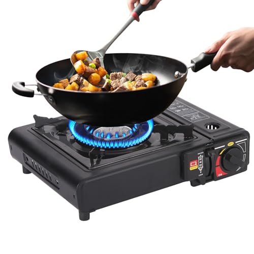 komsoup Campingkocher,Kompakter Outdoor Kocher | Klappbarer Tragbarer Windfester Brenner Kochzubehör Für Wandern Picknick Camping BBQ Outdoor Aktivitäten von komsoup