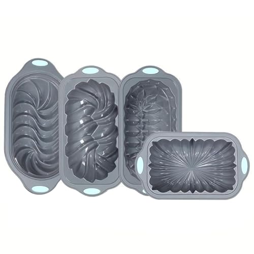 komsoup Silikon Kastenform Zum Brotbacken,Antihaft Brotbackform Mit Backeigenschaften - 4 Stück Hitzebeständige Selbstgemachte Fleischlaibform für den Küchengebrauch für Hochzeiten Geburtstagsfeiern von komsoup