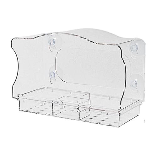 komsoup Vogelfutterhaus Für,Transparenter Vogelfutterautomat Für Draußen | Acryl-Futterschale Mit Saugnäpfen Für Garten Balkon Terrasse Und Wohnung von komsoup