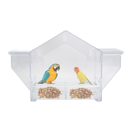 komsoup Wildvogelfutterstelle, Kristallklare Horizontale Acryl-Futterstation Für Vögel, Eichhörnchensicheres Design Mit Futterbehälter Für Papageien Und Sperlinge von komsoup