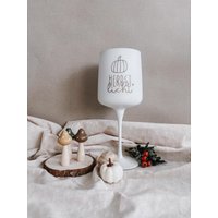 Herbstlicht - Windlicht Mit Kürbismotiv Weiß Gold Hygge Geschenkidee von konfettihausde