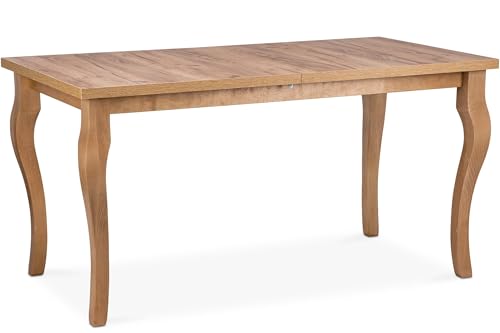 Ausziehbarer Esstisch für das Wohnzimmer Cabio 150-190 x 80 cm, Beine aus Massivholz, Esszimmertisch Küchentisch (Eiche) von konsimo