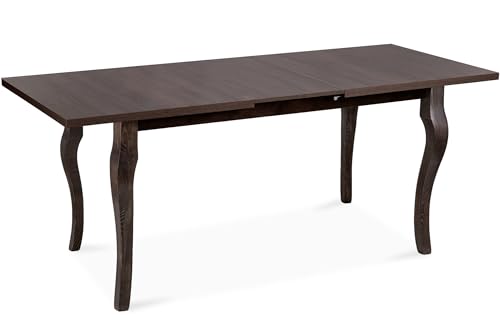 Ausziehbarer Esstisch für das Wohnzimmer Cabio 150-190 x 80 cm, Beine aus Massivholz, Esszimmertisch Küchentisch (walnuss) von konsimo