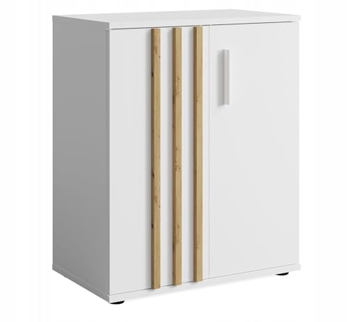 Kommode FERIO Türkommode, hergestellt in der EU, Modern - Breite 60 cm, Matte Oberfläche, dekorative Lamellenleisten von konsimo