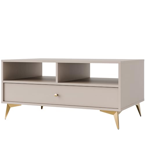 konsimo Couchtisch Floren Kaffeetisch, Sofatisch, hergestellt in der EU Elegant, mit Goldelementen, Holzstruktur, mit Schublade konsimo Couchtisch Floren Kaffeetisch, Sofatisch, hergestellt in der EU Elegant, mit Goldelementen, Holzstruktur, mit Schublade von konsimo