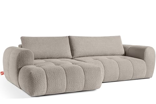 konsimo Ecksofa Lira mit Stauraum Schlaffunktion Pflegeleicht L-Form Links- oder rechtsseitig Zeitloses Design und Eleganz | Bequemes Mega-Ecksofa (Links grau) von konsimo