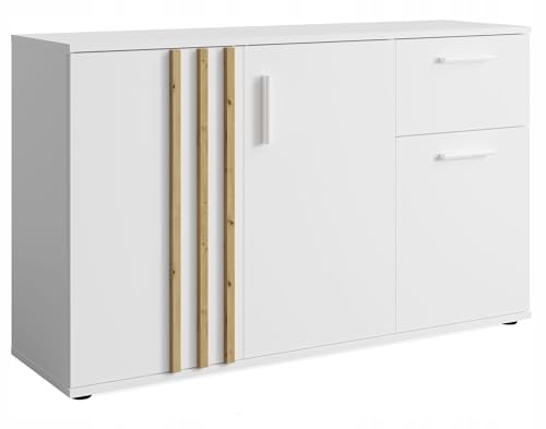 konsimo Kommode FERIO Kombikommode, Schubladenkommode, hergestellt in der EU - Breite 120 cm, Modern, Matte Oberfläche, dekorative Lamellenleisten von konsimo