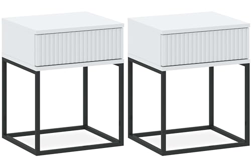 konsimo Nachttisch Rectus Nachtschrank, Modern, hergestellt in der EU - (2-St), mit Schublade, geriffelte Schubladenfront, Push-to-Open von konsimo