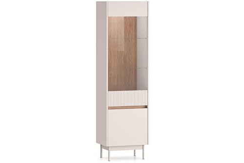 konsimo Standvitrine NALIA Vitrinenschrank, hergestellt in der EU, Kaschmirfarbe - Metallfüße 18 cm, Elegant, mit Soft-Close-Funktion, geriffelte Fronten 55x193x40 cm. konsimo Standvitrine NALIA Vitrinenschrank, hergestellt in der EU, Kaschmirfarbe - Metallfüße 18 cm, Elegant, mit Soft-Close-Funktion, geriffelte Fronten 55x193x40 cm. von konsimo