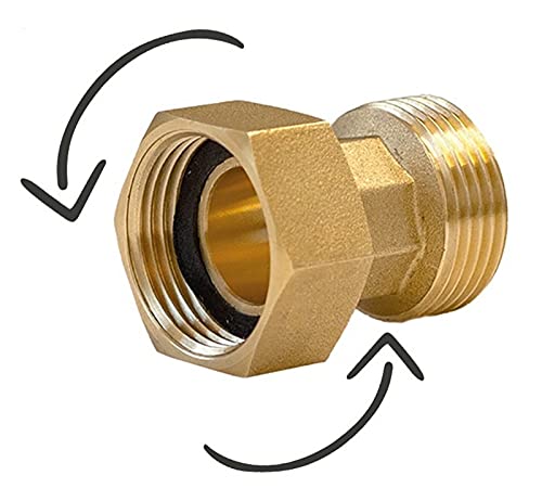 konst-install Verschraubung aus Messing beide Seiten gleich 3/4 x 3/4 Zoll (AG Ø 26,4mm x IG Ø 24,1mm) AGxIG, Messing Verschraubung mit Dichtung, Gewinde-Fitting, Messing Fittings von konst-install