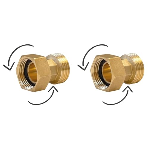 konst-install Verschraubung aus Messing beide Seiten gleich 3/4 x 3/4 Zoll (AG Ø 26,4mm x IG Ø 24,1mm) AGxIG, Messing Verschraubung mit Dichtung, Gewinde-Fitting, Messing Fittings (Packung mit 2) von konst-install