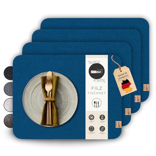 kontor28 - Design Tischsets RUNDAD aus Upcycling rPET Filz, 100% Made in Germany, Platzsets abwaschbar + schmutz -und wasserabweisend, Tischuntersetzer Filzmatte, Ozean 12er Set von kontor28