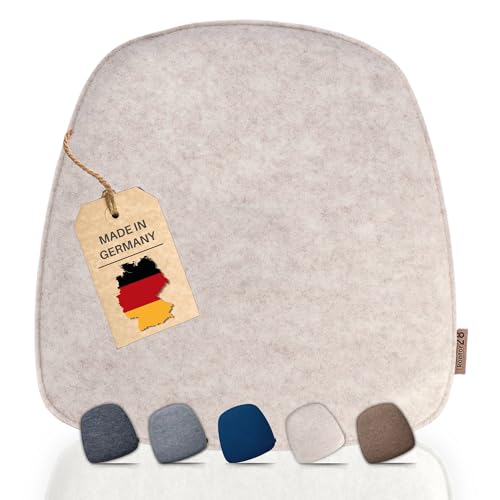 kontor28® - Sitzkissen Filz handgefertigt Made IN Germany | Sitzkissen Stuhl 39x40 cm aus rPET-Filz extra weiche und robuste Polsterung | Sitzauflage Stuhl für In- und Outdoor | beige 4er-Set von kontor28