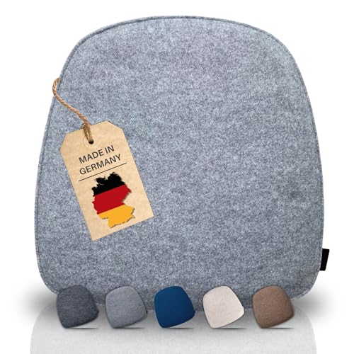 kontor28 - nachhaltiges Sitzkissen Stuhl Komfort, handgefertigt Made in Germany, 39 x 40 cm aus upcycling rPET Filz, Sitzauflage mit Polsterung - Outdoor geeignet & waschbar, hellgrau 10er Set von kontor28