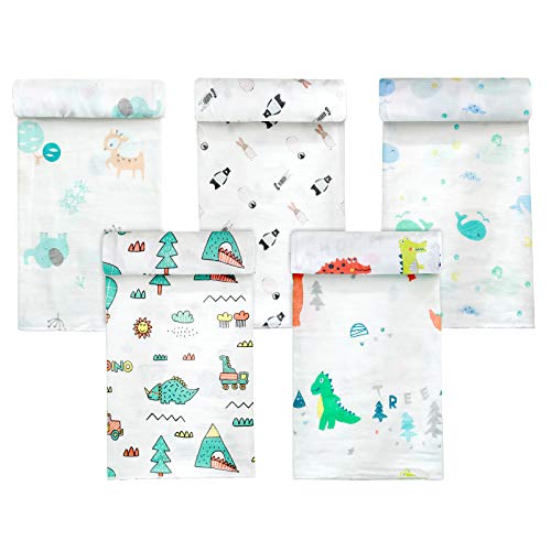 Koo-dib Mullwindeln Spucktücher Baby Mulltücher Junge von | 80x80cm | 5er-Pack |, mullwindeln spucktücher Einschlagdecke Kinderdecke für Kinderwagen Mulltücher Baumwolle Babytücher von Koo-dib