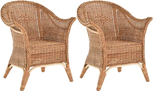 Extra breiter Rattansessel Natur Rattanstuhl Flechtsessel Lounge Korbsessel (Set/2 Natur) von korb.outlet