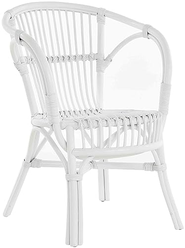 Klassischer Flecht-Sessel im skandinavischem Stil/Korb-Stuhl aus Natur-Rattan (Weiss) von Korb-Outlet
