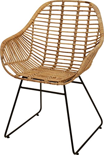 Korb-Sessel Retro-Stil Rattan Club-Sessel 50er Eisen-Gestell Korbstuhl mit Armlehne Lounge Esszimmer-Sessel von Korb-Outlet