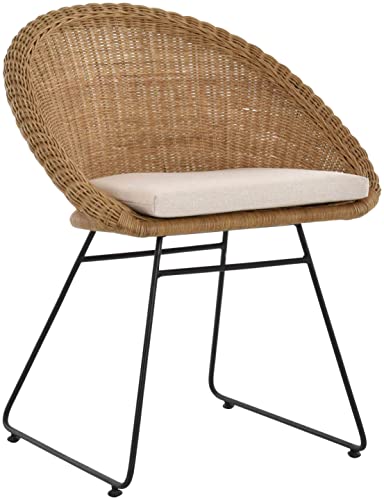 Korb-Sessel moderner Stil Rattan Club-Sessel 60er Eisen-Gestell Korbstuhl mit Armlehne Sitzschale (Honig-Dunkel) von Korb-Outlet