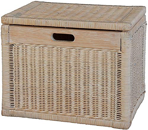 Korb mit Deckel Rattan geflochten Farbe Vintage Weiß, Regalkorb, Aufbewahrungsbox von Korb-Outlet