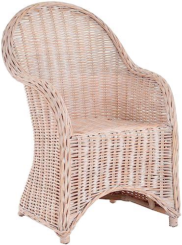 Moderner Esszimmer-Sessel/Korbsessel aus Natur-Rattan in der Trendfarbe Vintage Weiss DE von Korb-Outlet